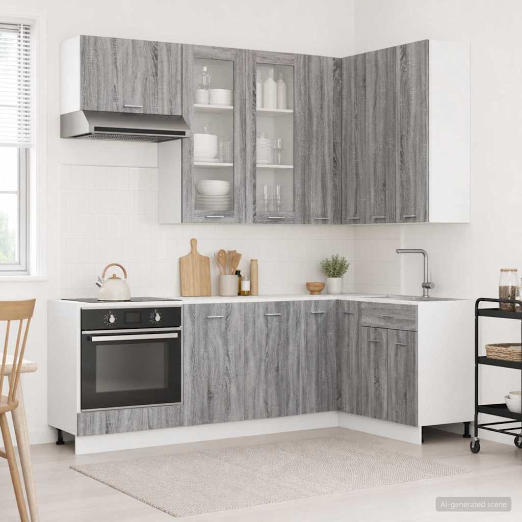 3438520_1-11.jpg vidaXL Kuchynská jednotka LYON 8 pcs Sivý Sonoma Kompozitné drevo – Obrázok 1