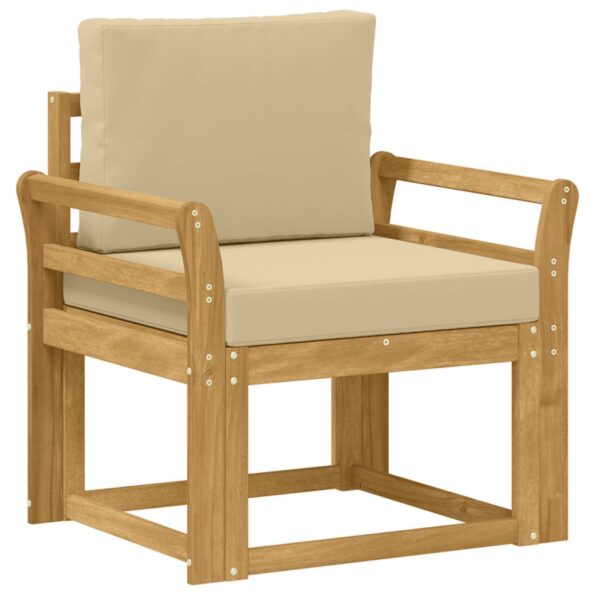 vidaXL 2 Kus Záhradná súprava gaučov Polyester Biela a béžová – Obrázok 2