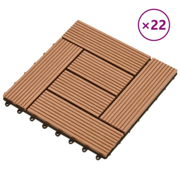vidaXL Dlažba na terasu 22 pcs Hnedá 30 x 30 cm drevoplast – Obrázok 2