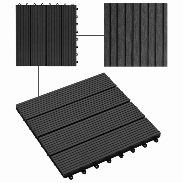 vidaXL Dlažba na terasu 22 pcs Čierna 30 x 30 cm drevoplast – Obrázok 6