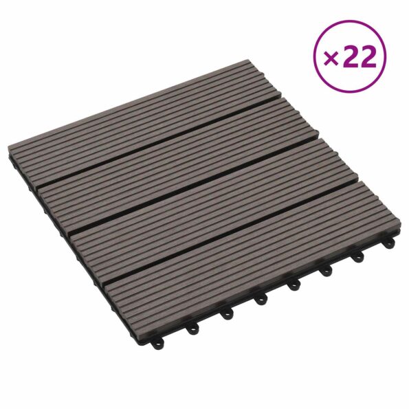 vidaXL Dlažba na terasu 22 pcs Tmavohnedá 30 x 30 cm drevoplast – Obrázok 2