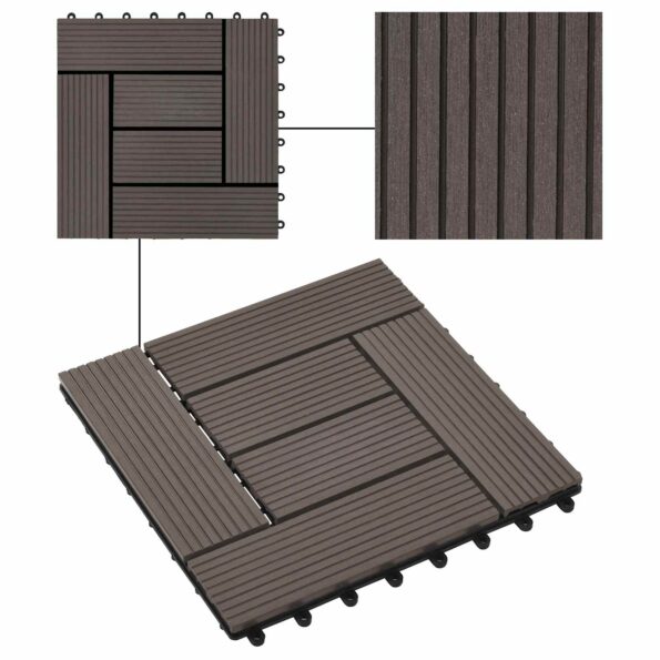 vidaXL Dlažba na terasu 22 pcs Tmavohnedá 30 x 30 cm drevoplast – Obrázok 6