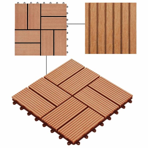 vidaXL Dlažba na terasu 22 pcs Tík 30 x 30 cm drevoplast – Obrázok 6