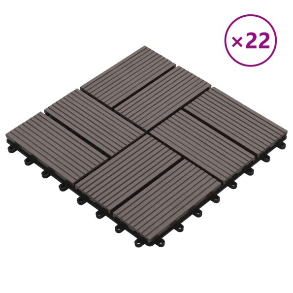 vidaXL Dlažba na terasu 22 pcs Tmavohnedá 30 x 30 cm drevoplast – Obrázok 2