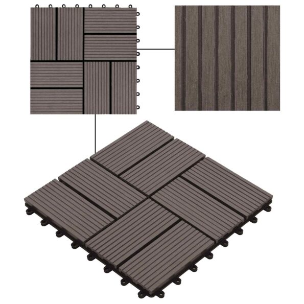 vidaXL Dlažba na terasu 22 pcs Tmavohnedá 30 x 30 cm drevoplast – Obrázok 6