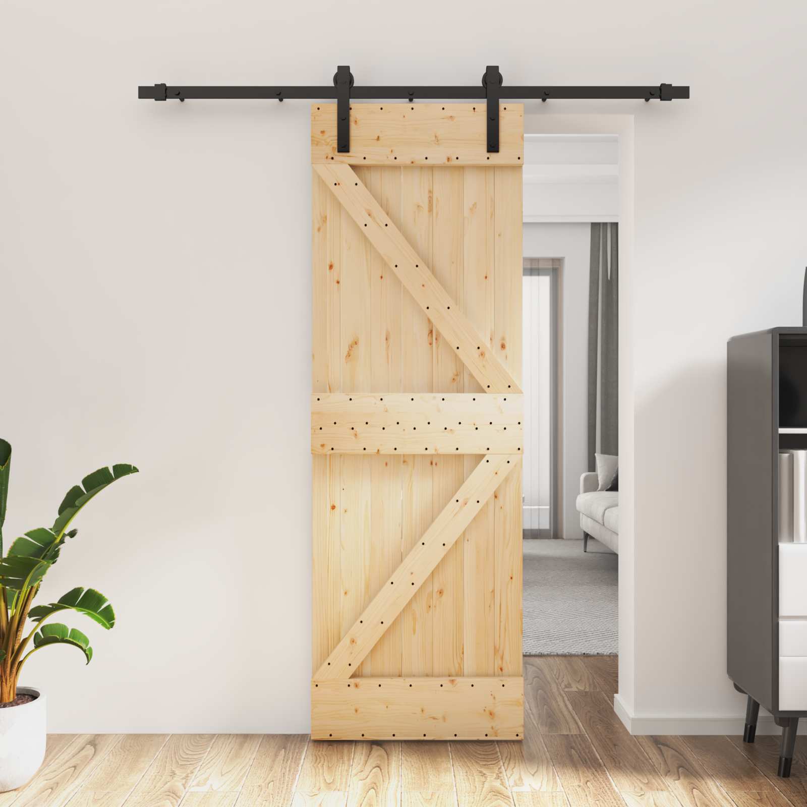 3444894_1.jpg vidaXL Posuvné dvere Prírodná a čierna 70 x 210 cm – Obrázok 1