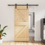 vidaXL Posuvné dvere Prírodná a čierna 85 x 210 cm