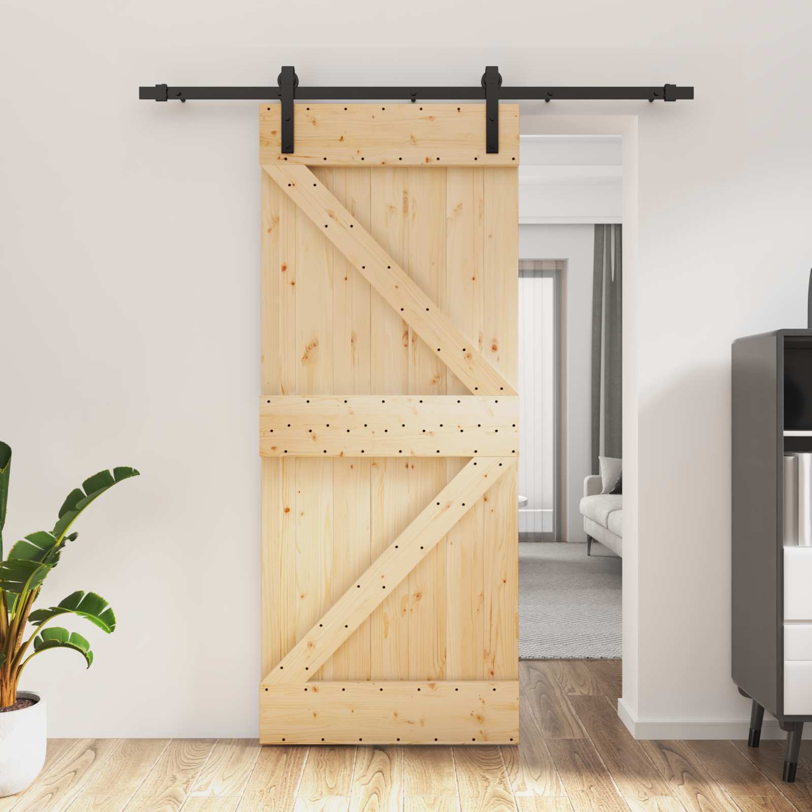 3444895_1.jpg vidaXL Posuvné dvere Prírodná a čierna 85 x 210 cm – Obrázok 1