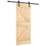 vidaXL Posuvné dvere Prírodná a čierna 85 x 210 cm – Obrázok 2