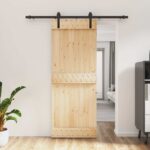 vidaXL Posuvné dvere Prírodná a čierna 80 x 210 cm