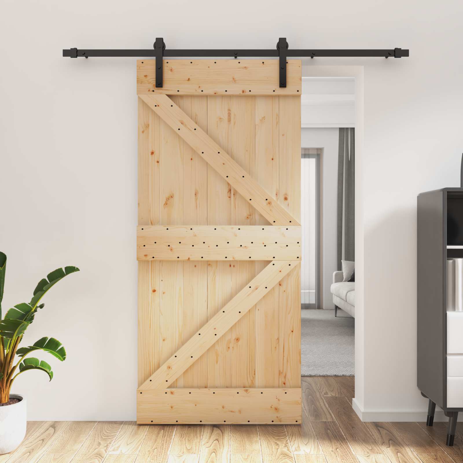 3444910_1.jpg vidaXL Posuvné dvere Prírodná a čierna 95 x 210 cm – Obrázok 1