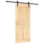 vidaXL Posuvné dvere Prírodná a čierna 90 x 210 cm – Obrázok 2