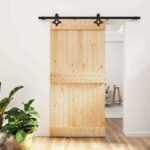 vidaXL Posuvné dvere Prírodná a čierna 100 x 210 cm