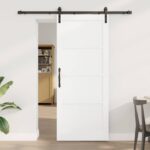 vidaXL Posuvné dvere Biela a čierna 83 x 202 cm Borovicový masív