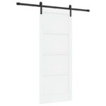 vidaXL Posuvné dvere Biela a čierna 83 x 202 cm Borovicový masív – Obrázok 2