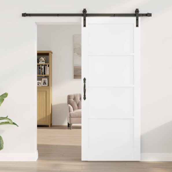 vidaXL Posuvné dvere Biela a čierna 83 x 202 cm Borovicový masív – Obrázok 3
