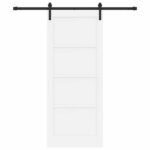 vidaXL Posuvné dvere Biela a čierna 83 x 202 cm Borovicový masív – Obrázok 4