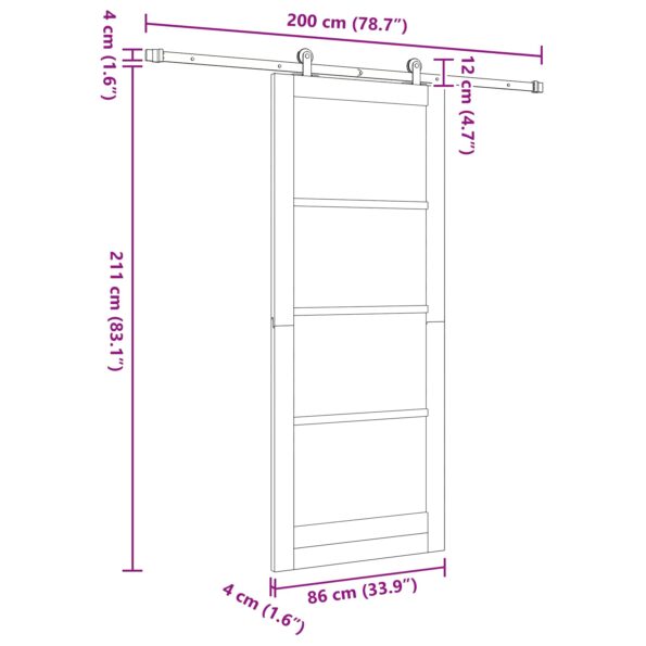 vidaXL Posuvné dvere Prírodná a biela 86 x 211 cm Borovicový masív – Obrázok 11