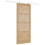 vidaXL Posuvné dvere Prírodná a biela 86 x 211 cm Borovicový masív – Obrázok 2