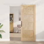 vidaXL Posuvné dvere Prírodná a biela 86 x 211 cm Borovicový masív – Obrázok 3