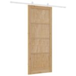 vidaXL Posuvné dvere Prírodná a biela 86 x 211 cm Borovicový masív – Obrázok 6
