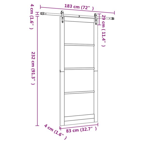 vidaXL Posuvné dvere ORKDAL Biela a čierna 83 x 232 cm – Obrázok 11