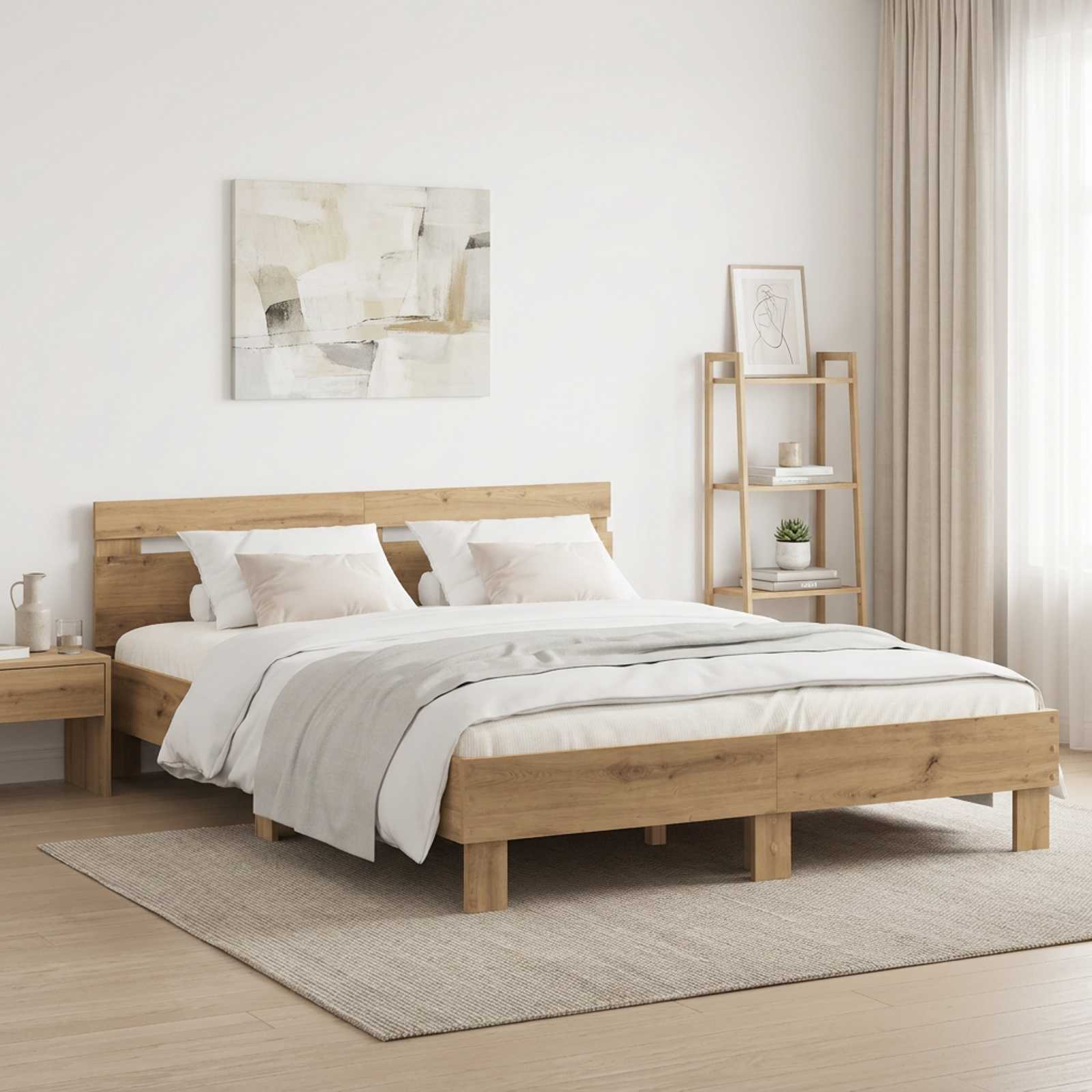 3446591_1.jpg vidaXL Rám postele Dub artisan 140 x 190 cm Kompozitné drevo – Obrázok 1
