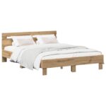 vidaXL Rám postele Dub artisan 140 x 190 cm Kompozitné drevo – Obrázok 2