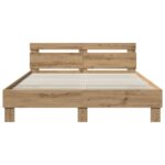 vidaXL Rám postele Dub artisan 140 x 190 cm Kompozitné drevo – Obrázok 4