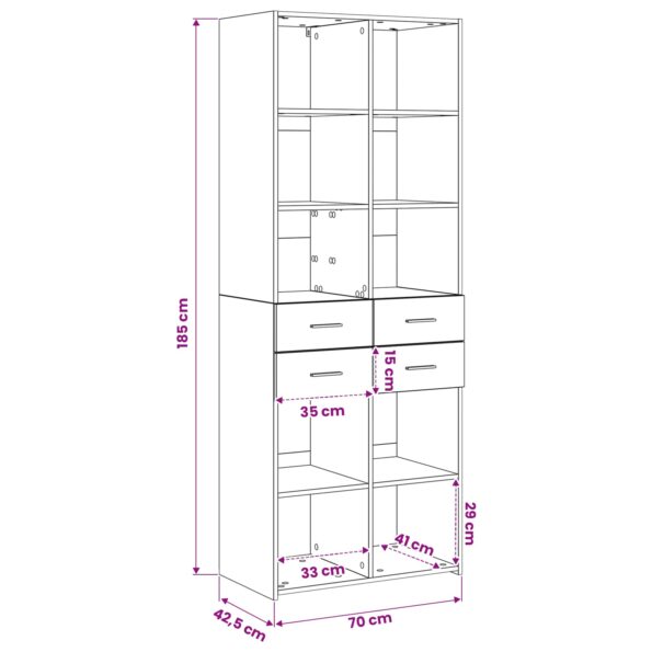 vidaXL Knižnica Dub artisan 30 x 42.4 x 185.2 cm – Obrázok 7