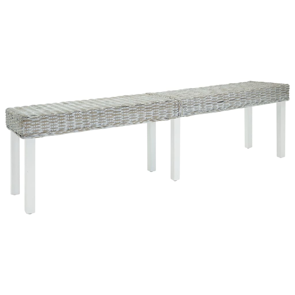 344877_1.jpg vidaXL Lavica biela 160x35x45 cm prírodný kubu ratan a masívne drevo mahagón – Obrázok 1