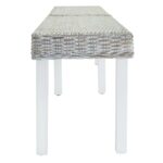 vidaXL Lavica biela 160x35x45 cm prírodný kubu ratan a masívne drevo mahagón – Obrázok 3