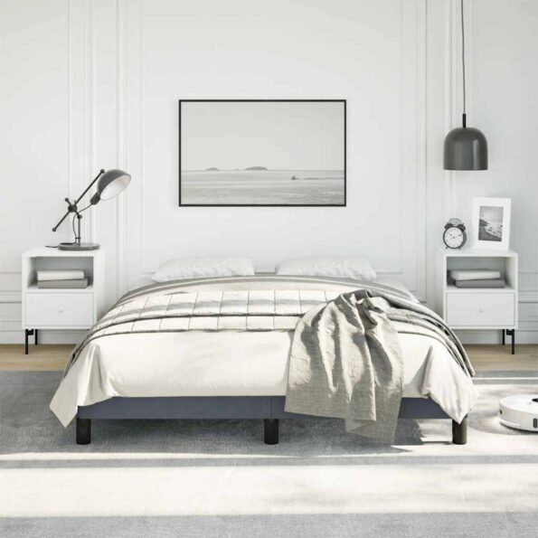 vidaXL Rám postele bez matraca, tmavosivý 137x190 cm, plný zamat – Obrázok 4