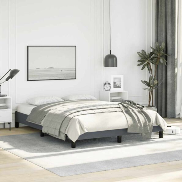 vidaXL Rám postele bez matraca, tmavosivý 137x190 cm, plný zamat – Obrázok 5