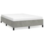 vidaXL Rám postele bez matraca, svetlosivý 137x190 cm, plný zamat – Obrázok 2