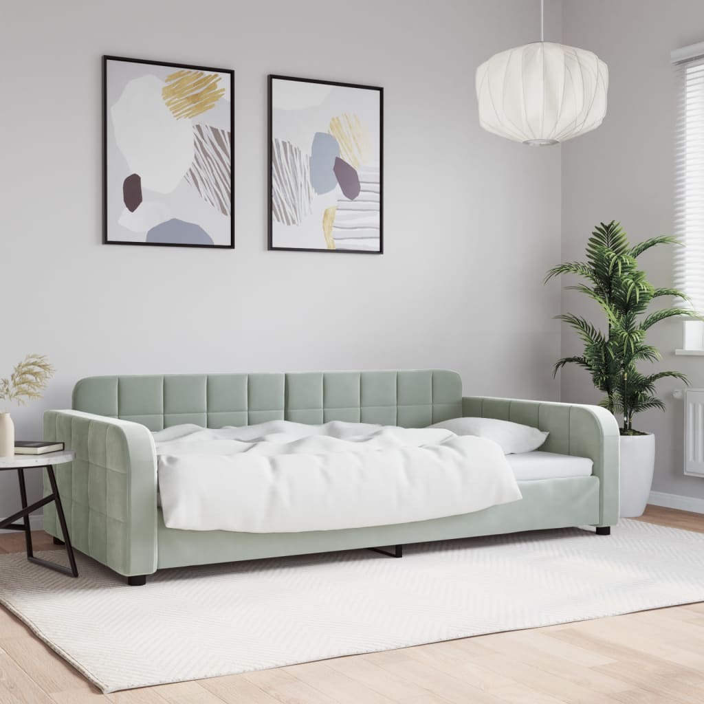 354076_1.jpg vidaXL Denná posteľ svetlosivá 100x190 cm zamat – Obrázok 1
