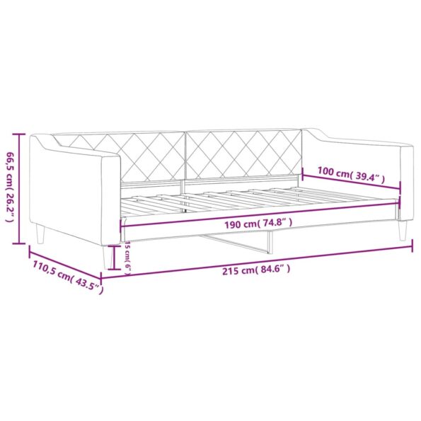 vidaXL Denná posteľ tmavosivá 100x190 cm látka – Obrázok 8