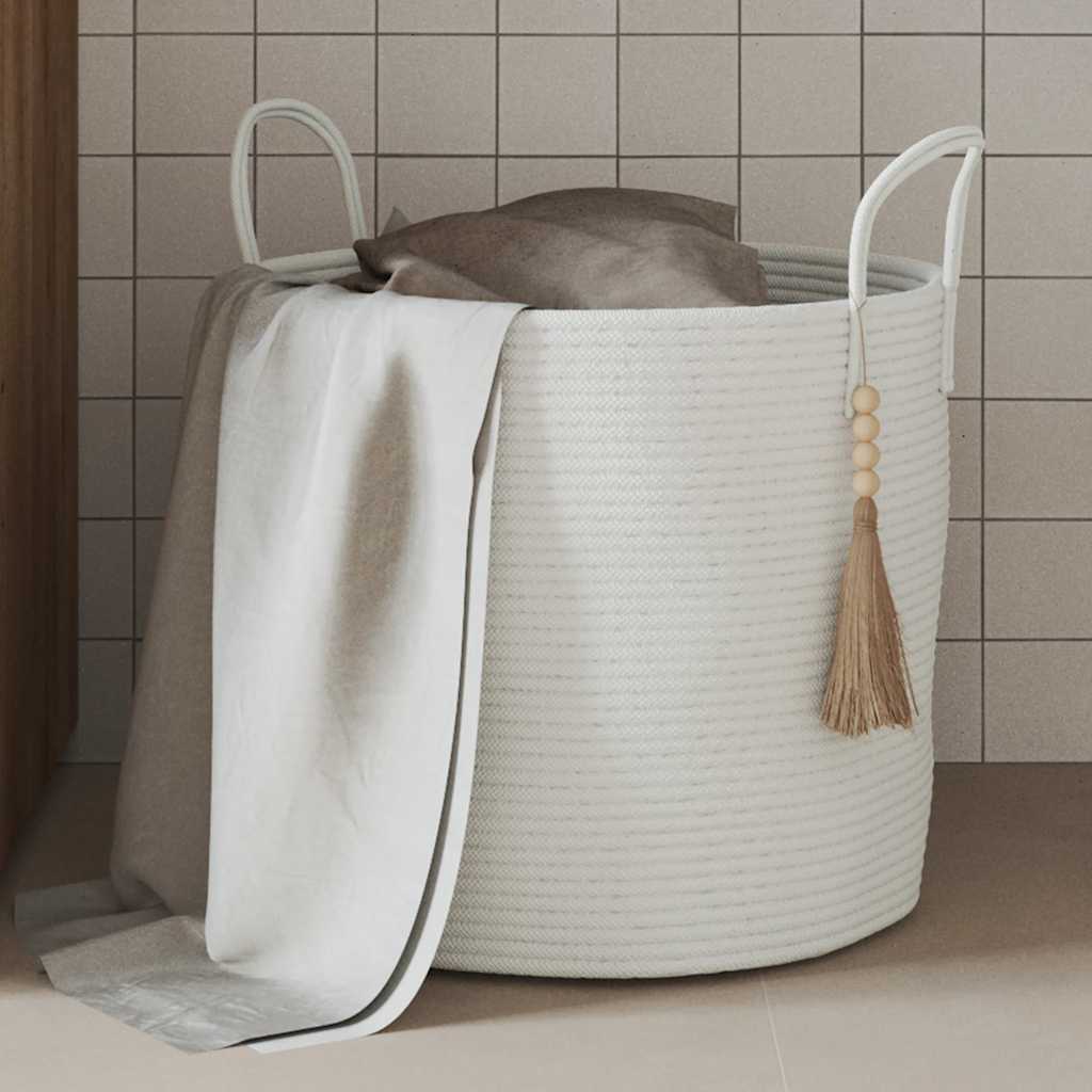 358497_1.jpg vidaXL Úložný kôš biely Ø40x35 cm bavlnený – Obrázok 1