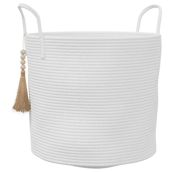 vidaXL Úložný kôš biely Ø40x35 cm bavlnený – Obrázok 2