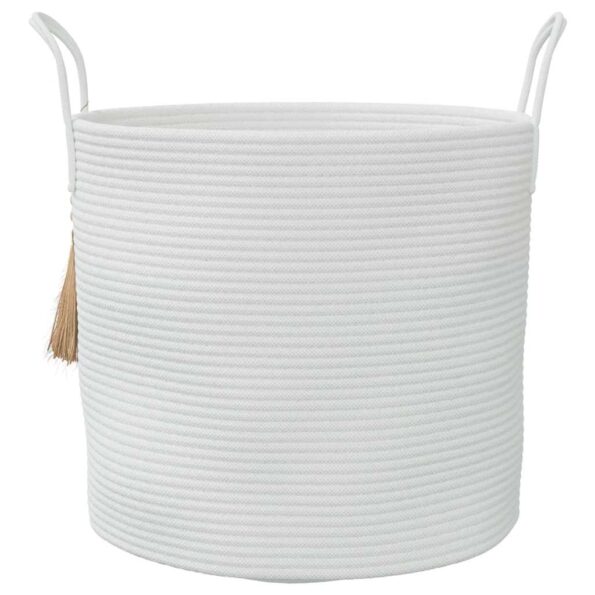 vidaXL Úložný kôš biely Ø40x35 cm bavlnený – Obrázok 4