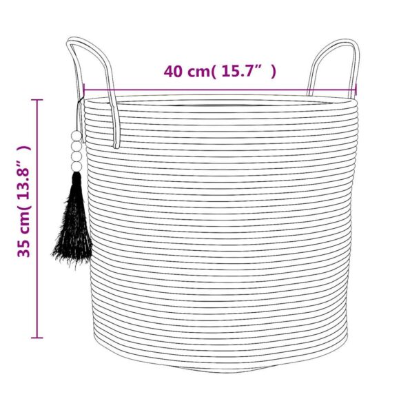 vidaXL Úložný kôš biely Ø40x35 cm bavlnený – Obrázok 8
