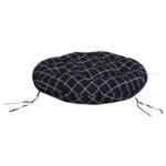 vidaXL Okrúhly vankúš čierny károvaný Ø 60 x 11 cm oxfordská látka – Obrázok 4