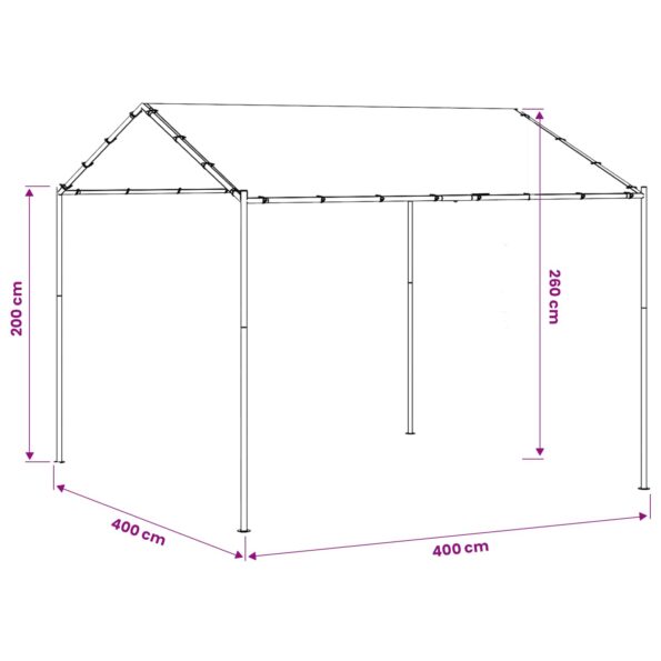 vidaXL Altánok 4 x 4 x 2,6 m Biely Oceľ a polyester 180 gsm – Obrázok 9