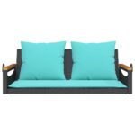 vidaXL Hojdacia lavica s vankúšmi čierna 109x62x40 cm polyratan – Obrázok 4