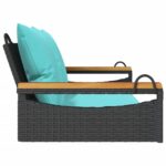 vidaXL Hojdacia lavica s vankúšmi čierna 109x62x40 cm polyratan – Obrázok 5