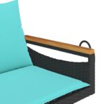 vidaXL Hojdacia lavica s vankúšmi čierna 109x62x40 cm polyratan – Obrázok 7