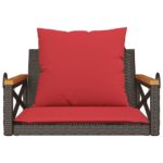 vidaXL Hojdacia lavica s vankúšmi hnedá 63x62x40 cm polyratan – Obrázok 4