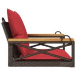 vidaXL Hojdacia lavica s vankúšmi hnedá 63x62x40 cm polyratan – Obrázok 5