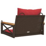 vidaXL Hojdacia lavica s vankúšmi hnedá 63x62x40 cm polyratan – Obrázok 6