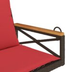 vidaXL Hojdacia lavica s vankúšmi hnedá 63x62x40 cm polyratan – Obrázok 7
